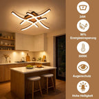 Homefire Deckenlampe LED Deckenleuchte Küche - 24W Schwarz Holz Schlafzimmerlampe 3000K Warmweiß Küchenlampe Modern Design Flurlampe Deckenbeleuchtung für Schlafzimmer Wohnzimmer Kinderzimmer [Energieklasse E] - Homefire