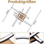 Homefire Deckenlampe LED Deckenleuchte Küche - 24W Schwarz Holz Schlafzimmerlampe 3000K Warmweiß Küchenlampe Modern Design Flurlampe Deckenbeleuchtung für Schlafzimmer Wohnzimmer Kinderzimmer [Energieklasse E] - Homefire