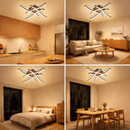 Homefire Deckenlampe LED Deckenleuchte Küche - 24W Schwarz Holz Schlafzimmerlampe 3000K Warmweiß Küchenlampe Modern Design Flurlampe Deckenbeleuchtung für Schlafzimmer Wohnzimmer Kinderzimmer [Energieklasse E] - Homefire