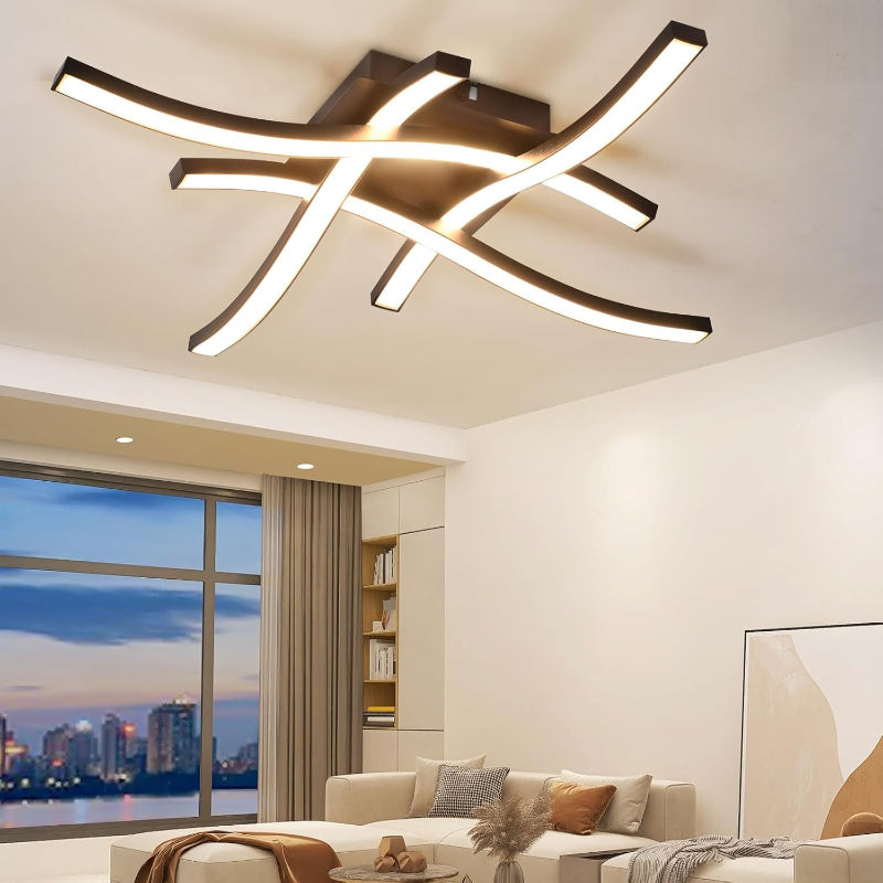 Homefire Deckenlampe LED Deckenleuchte Küche - 24W Schwarz Holz Schlafzimmerlampe 3000K Warmweiß Küchenlampe Modern Design Flurlampe Deckenbeleuchtung für Schlafzimmer Wohnzimmer Kinderzimmer [Energieklasse E] - Homefire