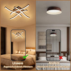 Homefire Deckenlampe LED Deckenleuchte Küche - 24W Schwarz Holz Schlafzimmerlampe 3000K Warmweiß Küchenlampe Modern Design Flurlampe Deckenbeleuchtung für Schlafzimmer Wohnzimmer Kinderzimmer [Energieklasse E] - Homefire