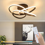 Homefire Deckenlampe LED Deckenleuchte Küche - 28W Küchenlampe Schwarz Modern Vierblättrige Blume Design Schlafzimmerlampe 3000K Warmweiß Flur Metall Deckenleuchten für Büro Wohnzimmer Esszimmer - Homefire