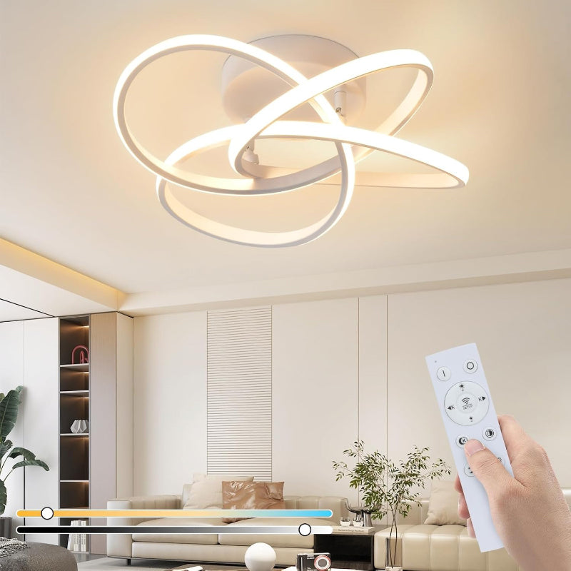 Homefire Deckenlampe LED Deckenleuchte Küche - 28W Küchenlampe Schwarz Modern Vierblättrige Blume Design Schlafzimmerlampe 3000K Warmweiß Flur Metall Deckenleuchten für Büro Wohnzimmer Esszimmer - Homefire