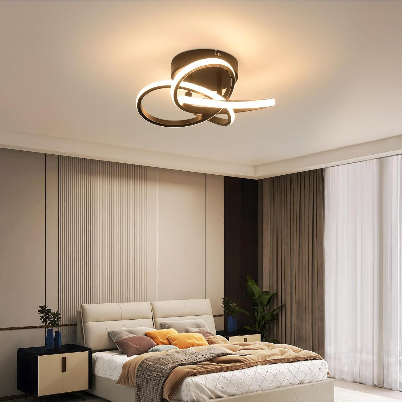 Homefire Deckenlampe LED Deckenleuchte Küche - 28W Küchenlampe Schwarz Modern Vierblättrige Blume Design Schlafzimmerlampe 3000K Warmweiß Flur Metall Deckenleuchten für Büro Wohnzimmer Esszimmer - Homefire