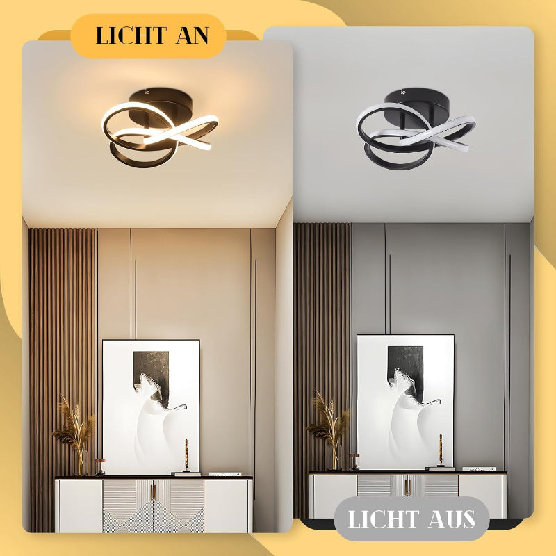 Homefire Deckenlampe LED Deckenleuchte Küche - 28W Küchenlampe Schwarz Modern Vierblättrige Blume Design Schlafzimmerlampe 3000K Warmweiß Flur Metall Deckenleuchten für Büro Wohnzimmer Esszimmer - Homefire