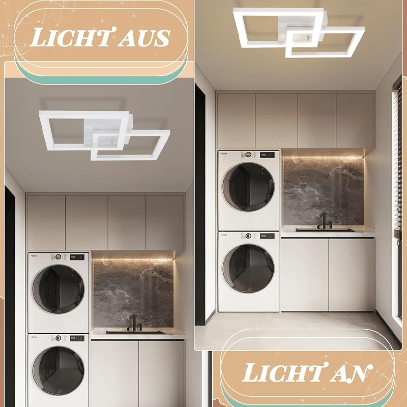 Homefire Deckenlampe LED Deckenleuchte Küche - Modern Küchenlampe 24W Wohnzimmerlampe Design Flurlampe Warmweiß Schlafzimmerlampe Flur Deckenbeleuchtung Eckig Weiß für Wohnzimmer Schlafzimmer - Homefire