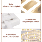 Homefire Deckenlampe LED Deckenleuchte Küche - Modern Küchenlampe 24W Wohnzimmerlampe Design Flurlampe Warmweiß Schlafzimmerlampe Flur Deckenbeleuchtung Eckig Weiß für Wohnzimmer Schlafzimmer - Homefire