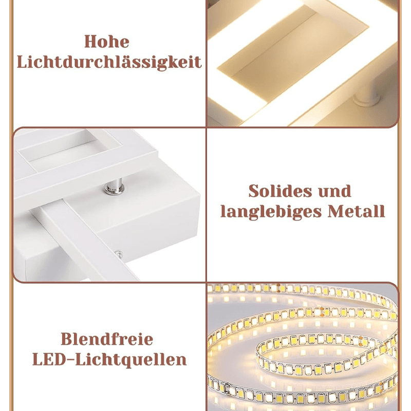 Homefire Deckenlampe LED Deckenleuchte Küche - Modern Küchenlampe 24W Wohnzimmerlampe Design Flurlampe Warmweiß Schlafzimmerlampe Flur Deckenbeleuchtung Eckig Weiß für Wohnzimmer Schlafzimmer - Homefire