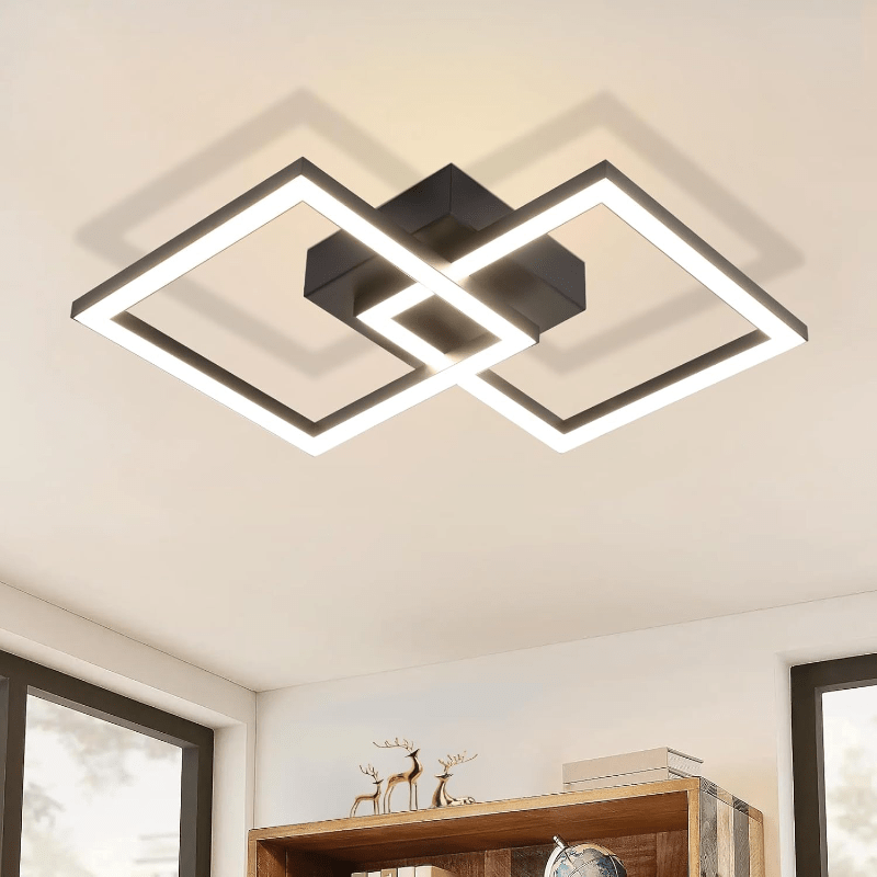 Homefire Deckenlampe LED Deckenleuchte Küche - Modern Küchenlampe 24W Wohnzimmerlampe Design Flurlampe Warmweiß Schlafzimmerlampe Flur Deckenbeleuchtung Eckig Weiß für Wohnzimmer Schlafzimmer - Homefire