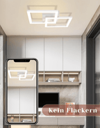 Homefire Deckenlampe LED Deckenleuchte Küche - Modern Küchenlampe 24W Wohnzimmerlampe Design Flurlampe Warmweiß Schlafzimmerlampe Flur Deckenbeleuchtung Eckig Weiß für Wohnzimmer Schlafzimmer - Homefire