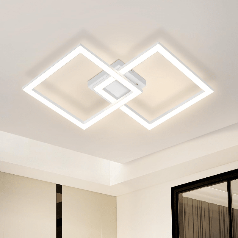 Homefire Deckenlampe LED Deckenleuchte Küche - Modern Küchenlampe 24W Wohnzimmerlampe Design Flurlampe Warmweiß Schlafzimmerlampe Flur Deckenbeleuchtung Eckig Weiß für Wohnzimmer Schlafzimmer - Homefire