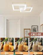 Homefire Deckenlampe LED Deckenleuchte Küche - Modern Küchenlampe 24W Wohnzimmerlampe Design Flurlampe Warmweiß Schlafzimmerlampe Flur Deckenbeleuchtung Eckig Weiß für Wohnzimmer Schlafzimmer - Homefire
