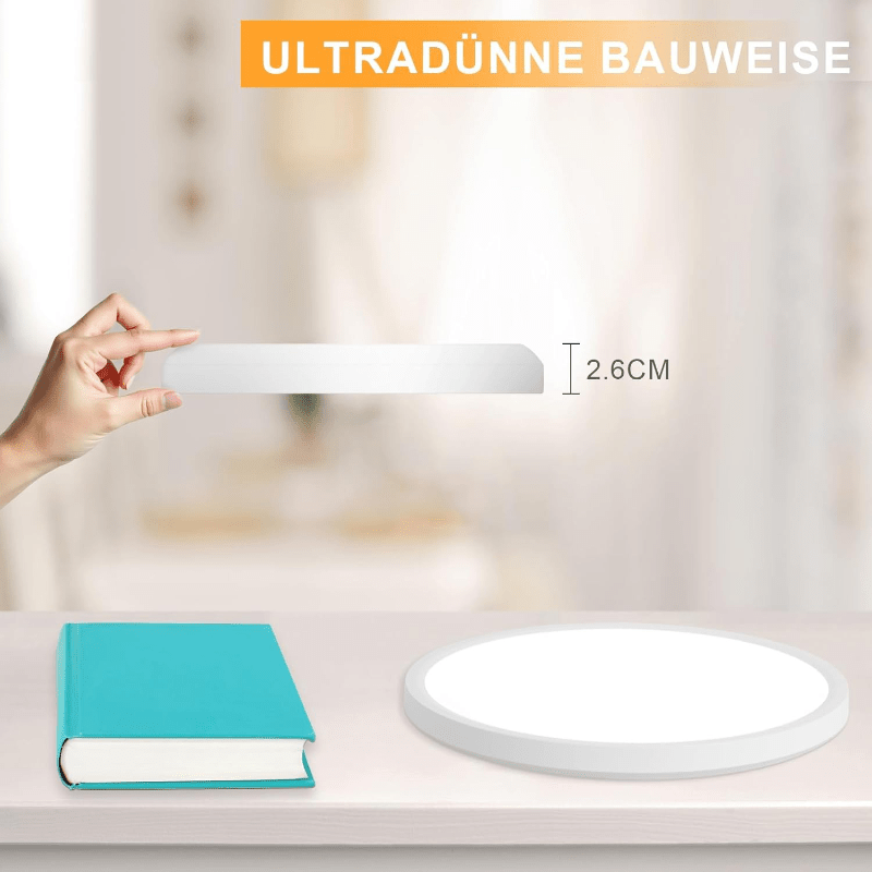 Homefire Deckenlampe LED Deckenleuchte Küche - Ø18cm Badezimmerlampe Flach 15W Rhombenplatte Küchenlampe Rund 6500K Augenschutz Flurlampe Ultra Dünn 2.6CM Kaltweiß Badezimmer Badlampe für Flur Bad - Homefire