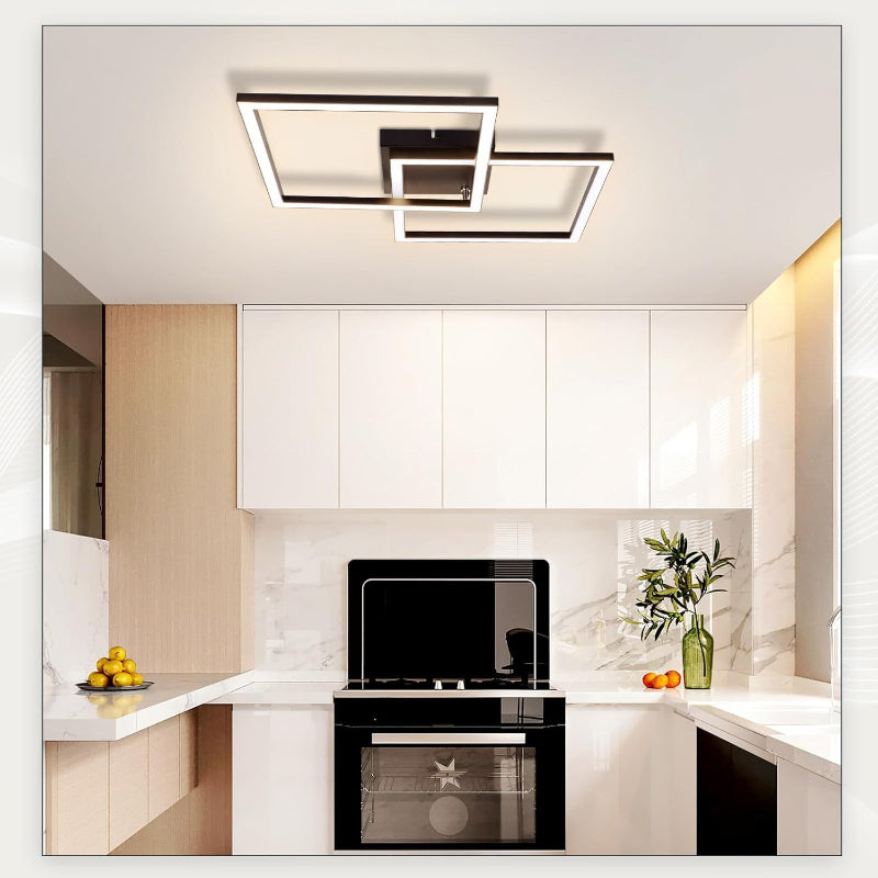 Homefire Deckenlampe LED Deckenleuchte Küche - Schwarz Wohnzimmerlampe 24W Schlafzimmerlampe Modern Design Küchenlampe 3000K Warmweiß Flurlampe für küche Schlafzimmer Flur Wohnzimmer - Homefire