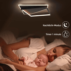 Homefire Deckenlampe LED Deckenleuchte Modern - 53W Kleine Wohnzimmerlampe Dimmbar mit Fernbedienung Schwarz Schlafzimmerlampe aus Arcyl moderne Deckenbeleuchtung für Schlafzimmer Küche Flur Büro - Homefire