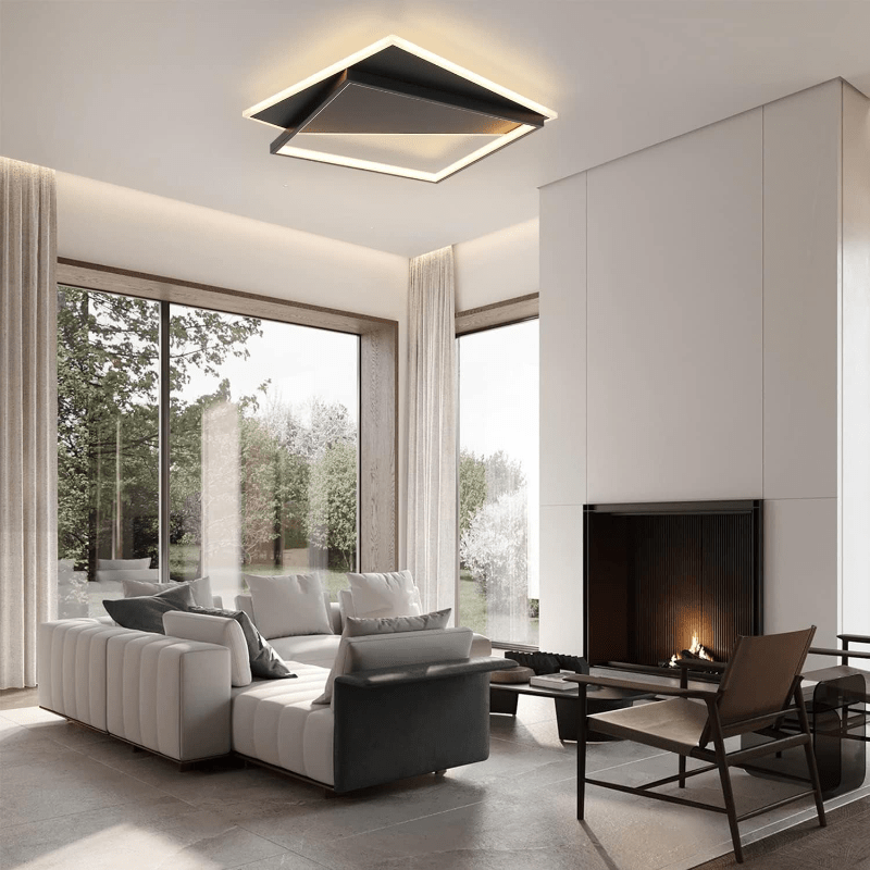 Homefire Deckenlampe LED Deckenleuchte Modern - 53W Kleine Wohnzimmerlampe Dimmbar mit Fernbedienung Schwarz Schlafzimmerlampe aus Arcyl moderne Deckenbeleuchtung für Schlafzimmer Küche Flur Büro - Homefire
