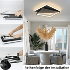 Homefire Deckenlampe LED Deckenleuchte Modern - 53W Kleine Wohnzimmerlampe Dimmbar mit Fernbedienung Schwarz Schlafzimmerlampe aus Arcyl moderne Deckenbeleuchtung für Schlafzimmer Küche Flur Büro - Homefire