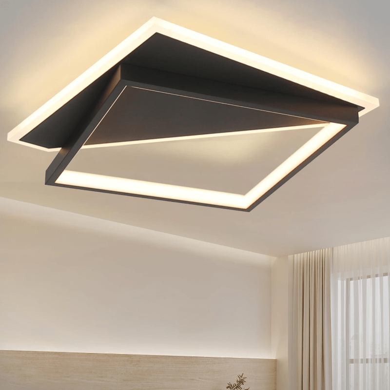 Homefire Deckenlampe LED Deckenleuchte Modern - 53W Kleine Wohnzimmerlampe Dimmbar mit Fernbedienung Schwarz Schlafzimmerlampe aus Arcyl moderne Deckenbeleuchtung für Schlafzimmer Küche Flur Büro - Homefire
