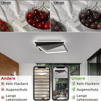 Homefire Deckenlampe LED Deckenleuchte Modern - 53W Kleine Wohnzimmerlampe Dimmbar mit Fernbedienung Schwarz Schlafzimmerlampe aus Arcyl moderne Deckenbeleuchtung für Schlafzimmer Küche Flur Büro - Homefire