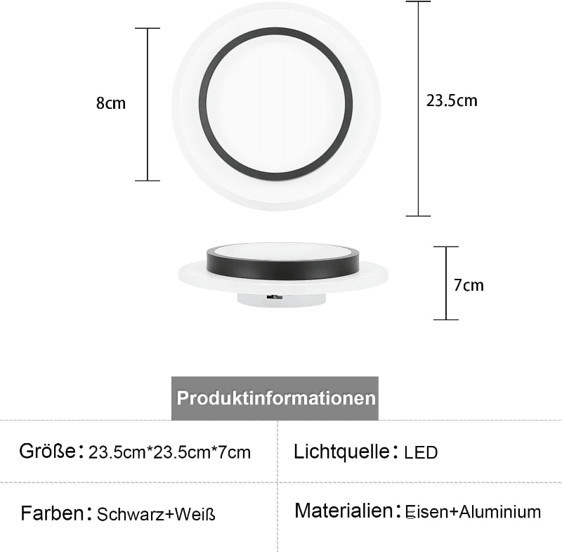 Homefire Deckenlampe LED Deckenleuchte Schlafzimmer - 14W Flurlampe 3000K Warmweiß Schlafzimmerlampe Modern Design Wohnzimmerlampe Ø23.5cm Küchenlampe Flur Deckenbeleuchtung für Küche Wohnzimmer [Energieklasse F] - Homefire