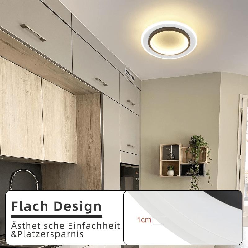 Homefire Deckenlampe LED Deckenleuchte Schlafzimmer - 14W Flurlampe 3000K Warmweiß Schlafzimmerlampe Modern Design Wohnzimmerlampe Ø23.5cm Küchenlampe Flur Deckenbeleuchtung für Küche Wohnzimmer [Energieklasse F] - Homefire