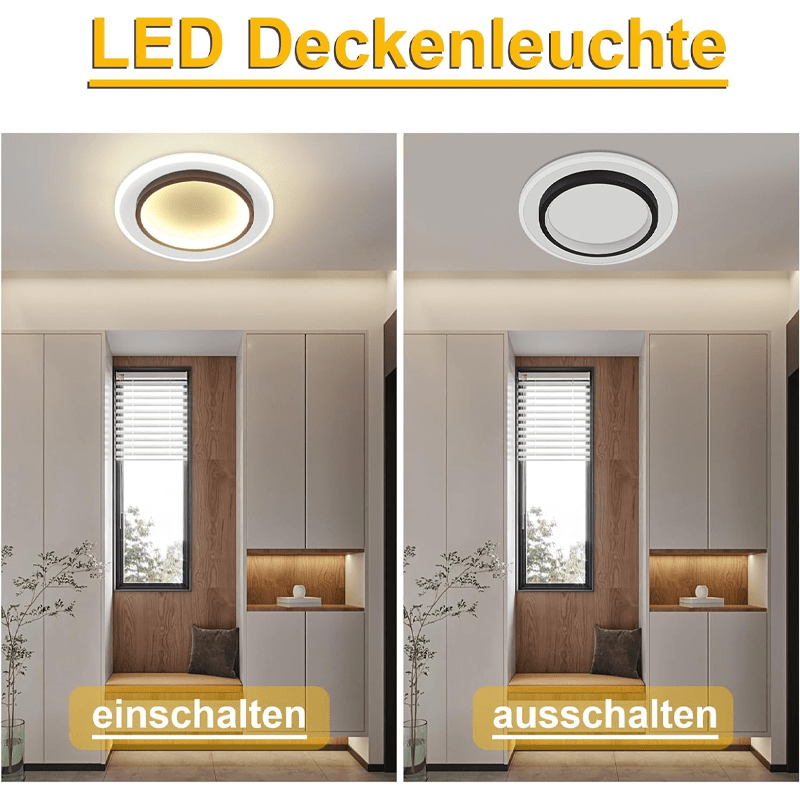 Homefire Deckenlampe LED Deckenleuchte Schlafzimmer - 14W Flurlampe 3000K Warmweiß Schlafzimmerlampe Modern Design Wohnzimmerlampe Ø23.5cm Küchenlampe Flur Deckenbeleuchtung für Küche Wohnzimmer [Energieklasse F] - Homefire