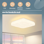 Homefire Deckenlampe LED Deckenleuchte Schlafzimmer - 15W Schlafzimmerlampe Sternenhimmel 21cm Küchenlampe Warmweiß Flurlampe Quadratisch Flur Deckenbeleuchtung Sternendekor für Küche Kinderzimmer Büro - Homefire