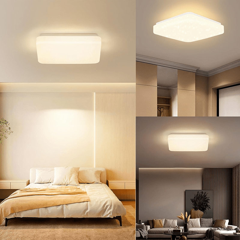 Homefire Deckenlampe LED Deckenleuchte Schlafzimmer - 15W Schlafzimmerlampe Sternenhimmel 21cm Küchenlampe Warmweiß Flurlampe Quadratisch Flur Deckenbeleuchtung Sternendekor für Küche Kinderzimmer Büro - Homefire