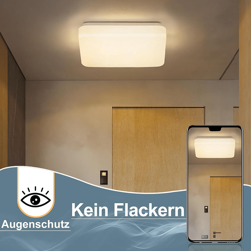 Homefire Deckenlampe LED Deckenleuchte Schlafzimmer - 15W Schlafzimmerlampe Sternenhimmel 21cm Küchenlampe Warmweiß Flurlampe Quadratisch Flur Deckenbeleuchtung Sternendekor für Küche Kinderzimmer Büro - Homefire