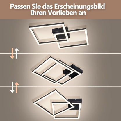 Homefire Deckenlampe LED Deckenleuchte Schlafzimmer - 24W Schwarz Wohnzimmerlampe 4000K Neutralweiß Küchenlampe Drehbar Modern Design Schlafzimmerlampe Eckig Deckenleuchten für Küche Flur Büro - Homefire