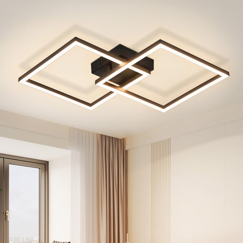 Homefire Deckenlampe LED Deckenleuchte Schlafzimmer - 24W Schwarz Wohnzimmerlampe 4000K Neutralweiß Küchenlampe Drehbar Modern Design Schlafzimmerlampe Eckig Deckenleuchten für Küche Flur Büro - Homefire
