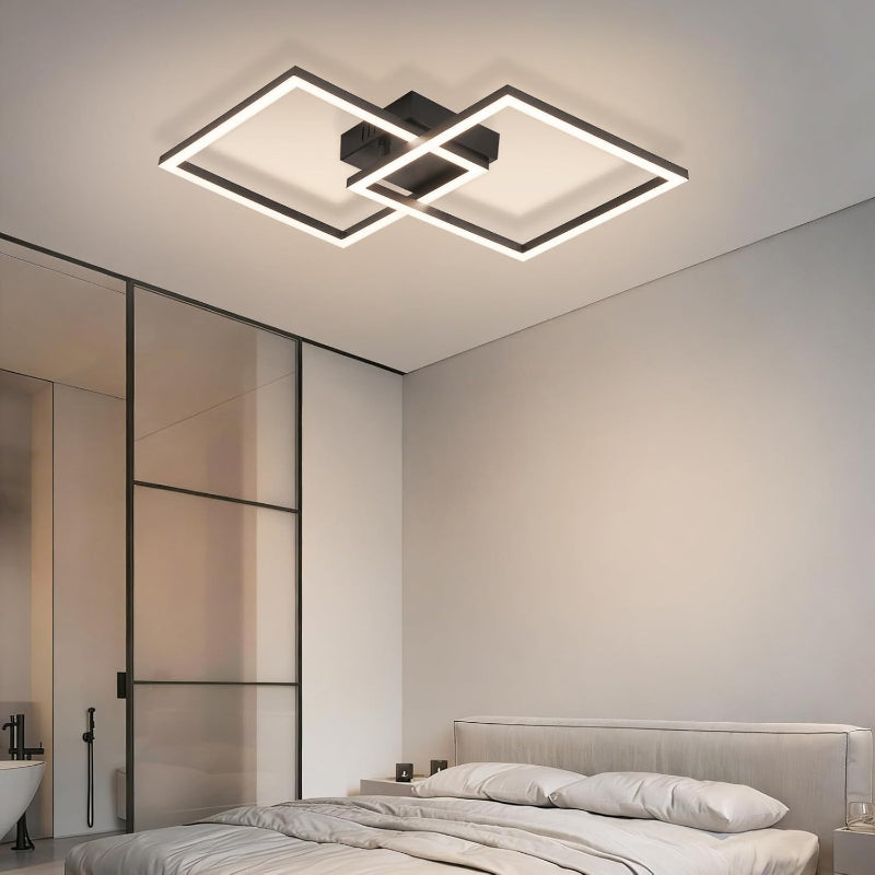 Homefire Deckenlampe LED Deckenleuchte Schlafzimmer - 24W Schwarz Wohnzimmerlampe 4000K Neutralweiß Küchenlampe Drehbar Modern Design Schlafzimmerlampe Eckig Deckenleuchten für Küche Flur Büro - Homefire