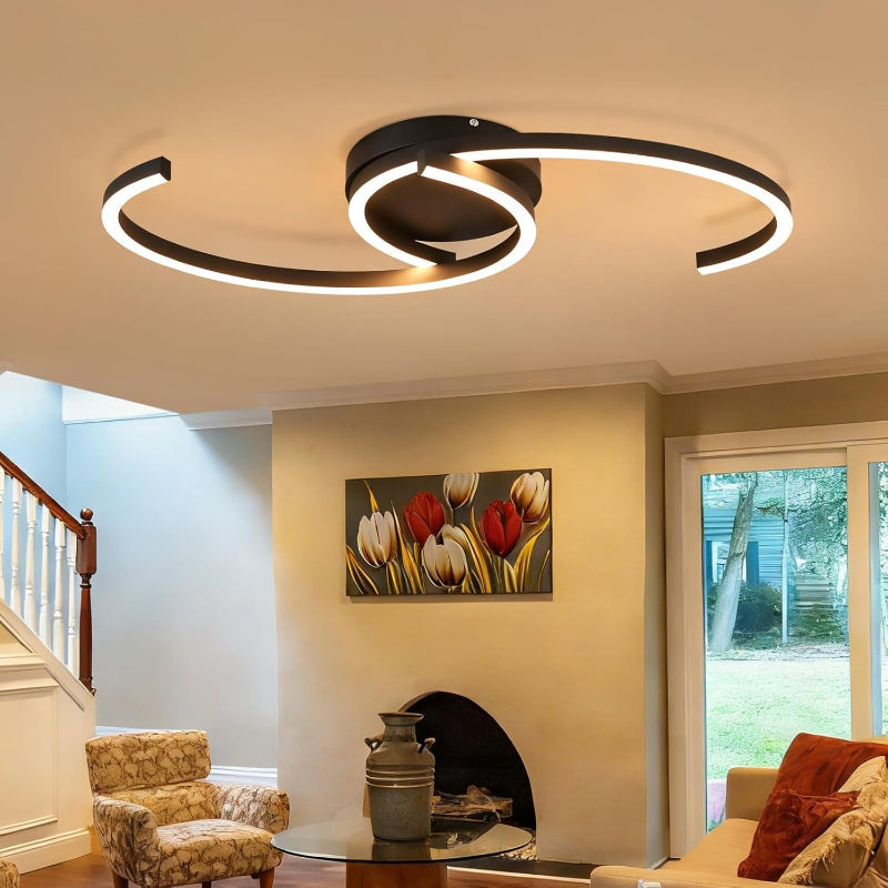 Homefire Deckenlampe LED Deckenleuchte Schlafzimmer - 24W Wohnzimmerlampe 3000K Warmweiß Küchenlampe 330° Drehbar Modern Design Schlafzimmerlampe Schwarz Deckenleuchten Aus Metall für Küche Flur Büro [Energieklasse F] - Homefire