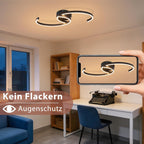 Homefire Deckenlampe LED Deckenleuchte Schlafzimmer - 24W Wohnzimmerlampe 3000K Warmweiß Küchenlampe 330° Drehbar Modern Design Schlafzimmerlampe Schwarz Deckenleuchten Aus Metall für Küche Flur Büro [Energieklasse F] - Homefire