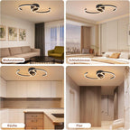 Homefire Deckenlampe LED Deckenleuchte Schlafzimmer - 24W Wohnzimmerlampe 3000K Warmweiß Küchenlampe 330° Drehbar Modern Design Schlafzimmerlampe Schwarz Deckenleuchten Aus Metall für Küche Flur Büro [Energieklasse F] - Homefire