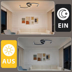 Homefire Deckenlampe LED Deckenleuchte Schlafzimmer - 24W Wohnzimmerlampe 3000K Warmweiß Küchenlampe 330° Drehbar Modern Design Schlafzimmerlampe Schwarz Deckenleuchten Aus Metall für Küche Flur Büro [Energieklasse F] - Homefire