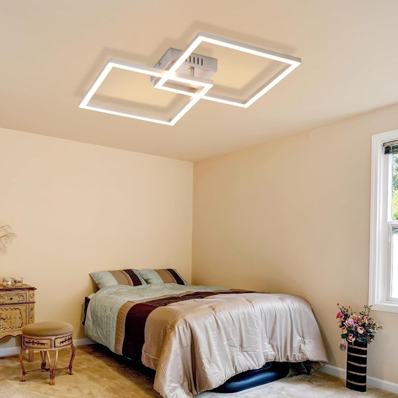 Homefire Deckenlampe LED Deckenleuchte Schlafzimmer - 24W Wohnzimmerlampe 3000K Warmweiß Küchenlampe Silber Drehbar Modern Design Schlafzimmerlampe Eckig Deckenleuchten für Küche Flur Wohnzimmer - Homefire