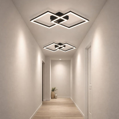 Homefire Deckenlampe LED Deckenleuchte Schlafzimmer - 24W Wohnzimmerlampe Warmweiß Küchenlampe Modern Esszimmerlampe Schwarz Eckig Deckenleuchten für Wohnzimmer Kinderzimmer [Energieklasse F] - Homefire