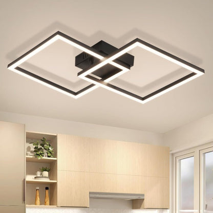 Homefire Deckenlampe LED Deckenleuchte Schlafzimmer - 24W Wohnzimmerlampe Warmweiß Küchenlampe Modern Esszimmerlampe Schwarz Eckig Deckenleuchten für Wohnzimmer Kinderzimmer [Energieklasse F] - Homefire