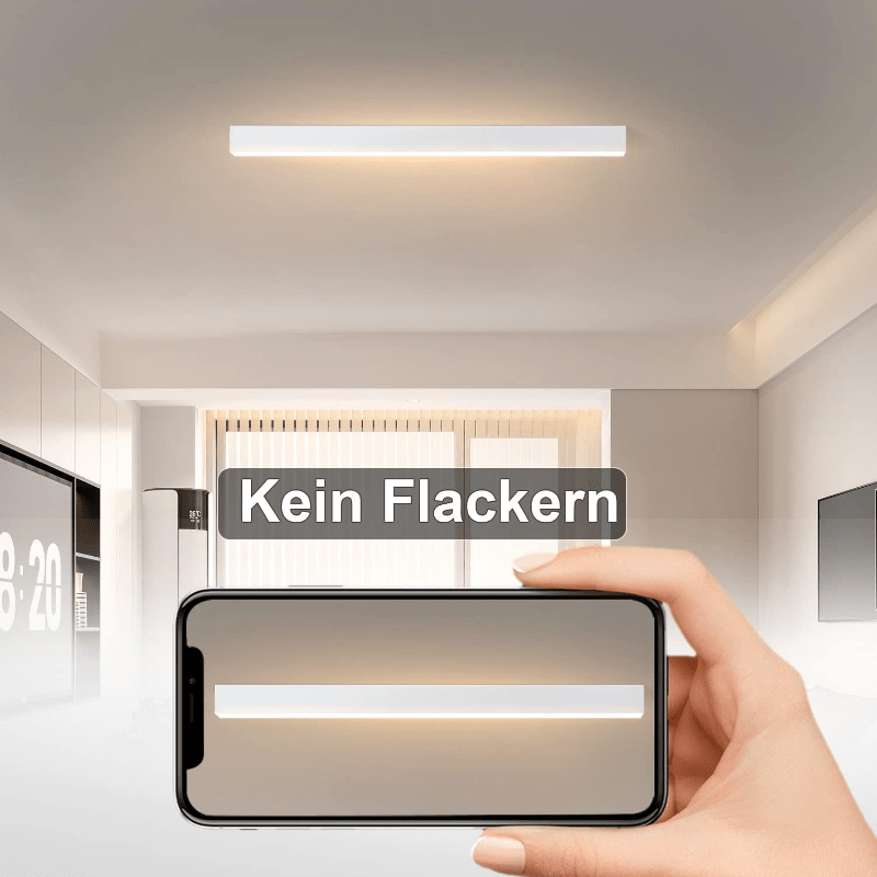 Homefire Deckenlampe LED Deckenleuchte Schlafzimmer - 44W Modern Wohnzimmer 80CM Lang Weiß Büro Deckenbeleuchtung Wohnzimmerlampe Dimmbar mit Fernbedienung Schlafzimmerlampe für Küche Flur [Energieklasse A] - Homefire