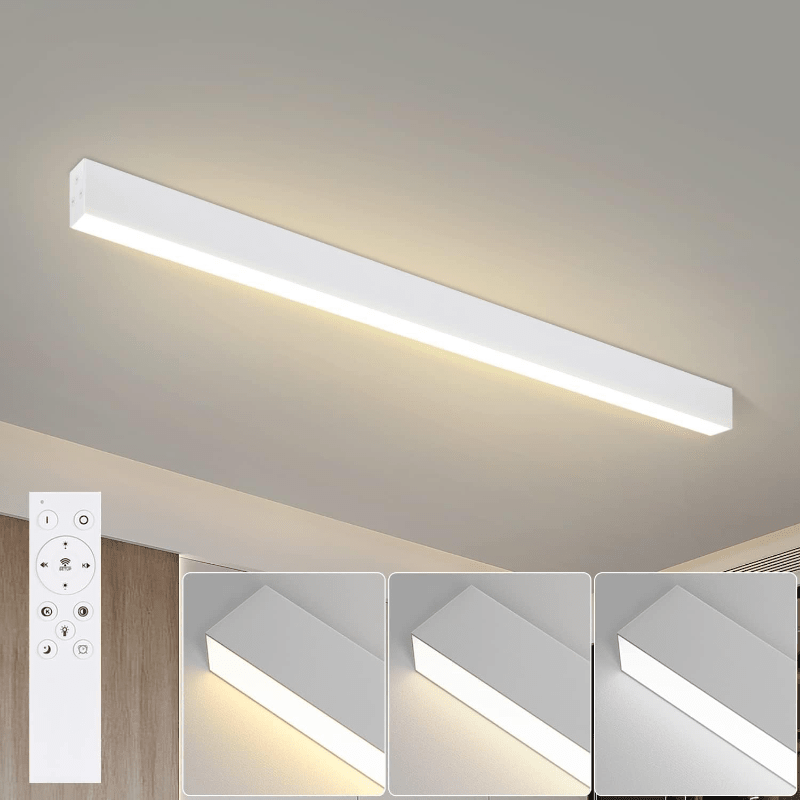 Homefire Deckenlampe LED Deckenleuchte Schlafzimmer - 44W Modern Wohnzimmer 80CM Lang Weiß Büro Deckenbeleuchtung Wohnzimmerlampe Dimmbar mit Fernbedienung Schlafzimmerlampe für Küche Flur [Energieklasse A] - Homefire