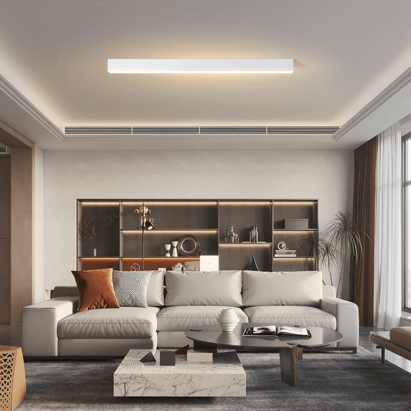 Homefire Deckenlampe LED Deckenleuchte Schlafzimmer - 44W Modern Wohnzimmer 80CM Lang Weiß Büro Deckenbeleuchtung Wohnzimmerlampe Dimmbar mit Fernbedienung Schlafzimmerlampe für Küche Flur [Energieklasse A] - Homefire