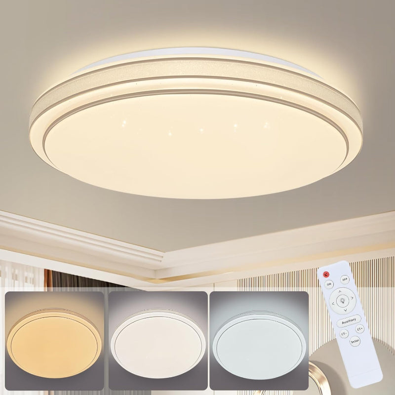 Homefire Deckenlampe LED Deckenleuchte Schlafzimmer - Ø27cm Schlafzimmerlampe Sternenhimmel 12W Flurlampe Warmweiß Modern Küchenlampe Rund Wohnzimmer Deckenbeleuchtung für Flur Küche Kinderzimmer [Energieklasse G] - Homefire