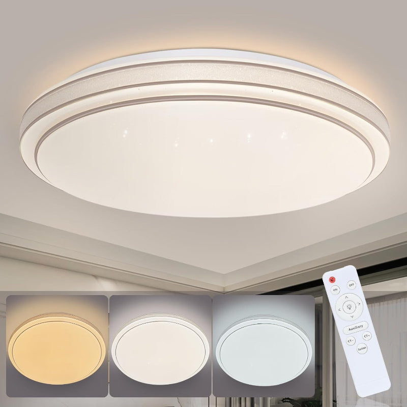 Homefire Deckenlampe LED Deckenleuchte Schlafzimmer - Ø27cm Schlafzimmerlampe Sternenhimmel 12W Flurlampe Warmweiß Modern Küchenlampe Rund Wohnzimmer Deckenbeleuchtung für Flur Küche Kinderzimmer [Energieklasse G] - Homefire