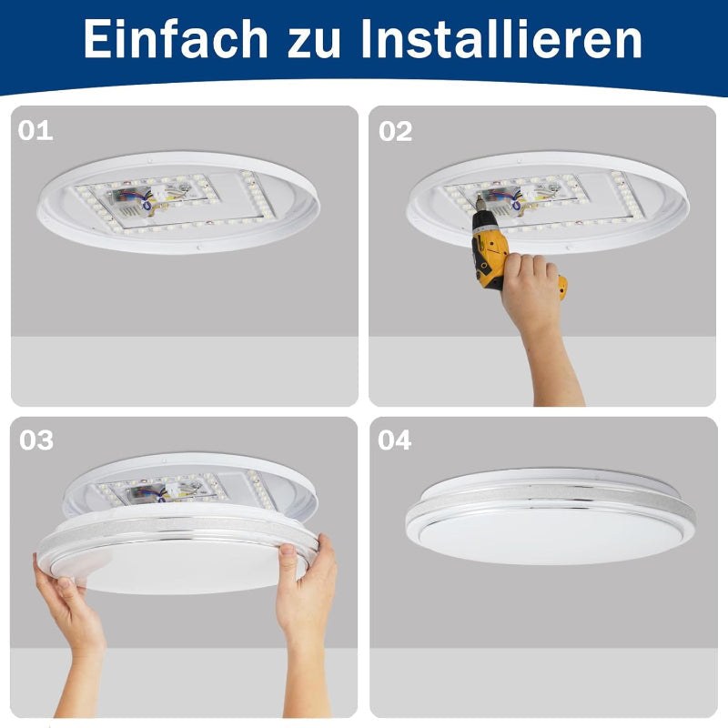 Homefire Deckenlampe LED Deckenleuchte Schlafzimmer - Ø27cm Schlafzimmerlampe Sternenhimmel 12W Flurlampe Warmweiß Modern Küchenlampe Rund Wohnzimmer Deckenbeleuchtung für Flur Küche Kinderzimmer [Energieklasse G] - Homefire