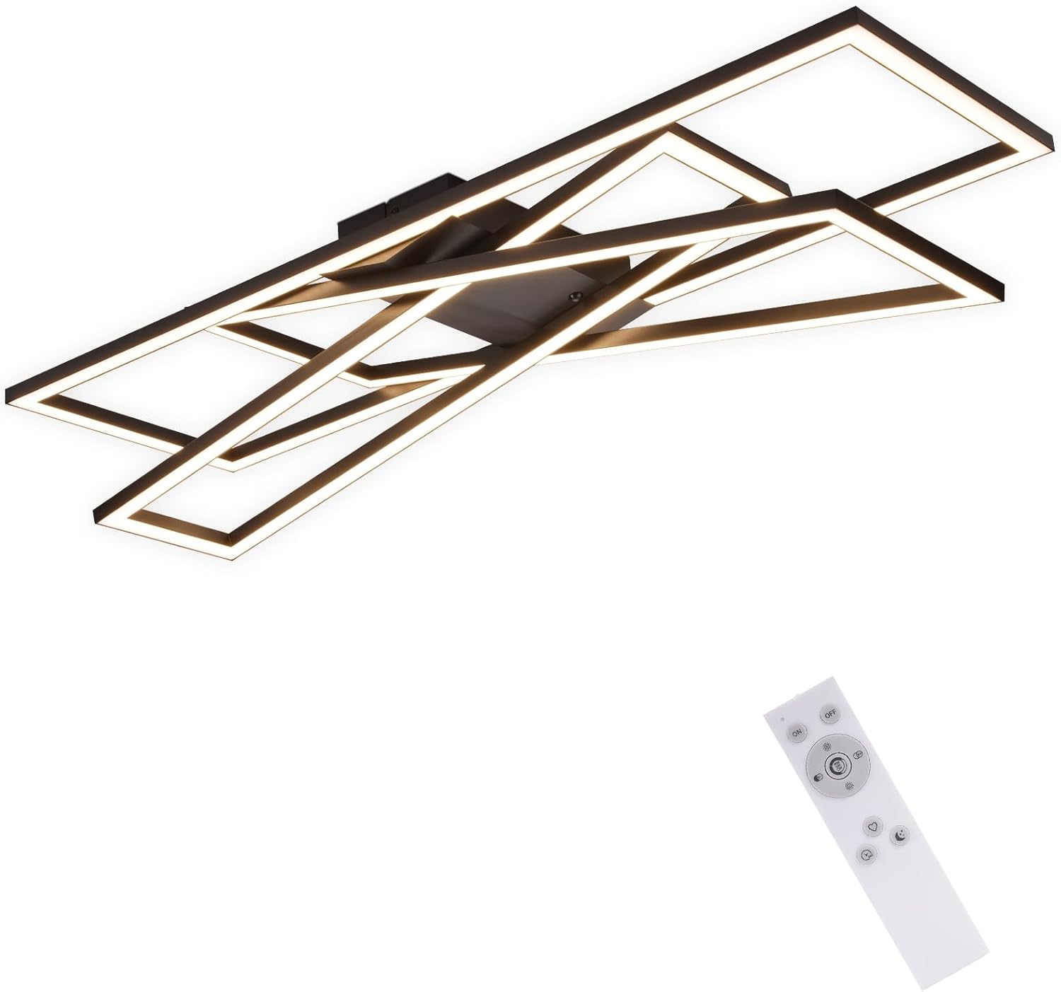 Homefire Deckenlampe LED Deckenleuchte Schlafzimmer - Schwarz 45W Wohnzimmerlampe Dimmbar Schlafzimmerlampe mit Fernbedienung Modern Design Wohnzimmer Flurlampe Metall Deckenlampen für Küche Esszimmer - Homefire