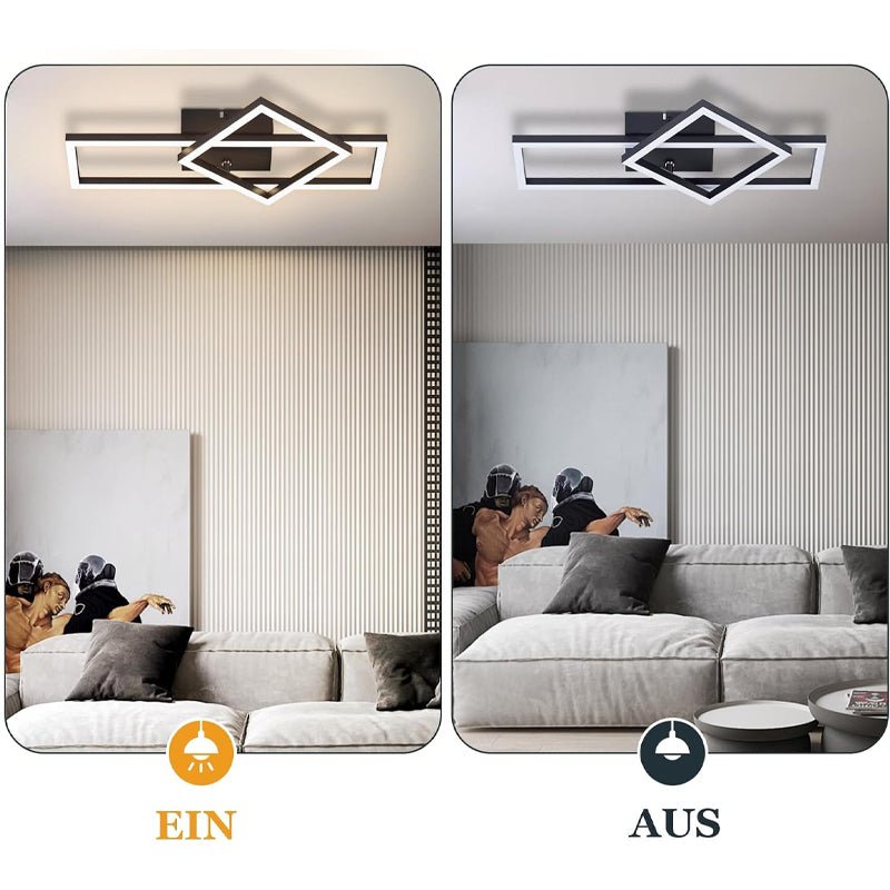 Homefire Deckenlampe LED Deckenleuchte Schlafzimmer - Schwarz Schlafzimmerlampe Schwenkbar 20W Modern Design Küchenlampe 3000K Warmweiß Metall Flur Deckenbeleuchtung für Büro Wohnzimmer Esszimmer [Energieklasse F] - Homefire