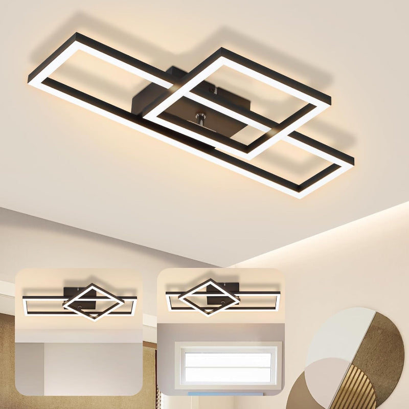 Homefire Deckenlampe LED Deckenleuchte Schlafzimmer - Schwarz Schlafzimmerlampe Schwenkbar 20W Modern Design Küchenlampe 3000K Warmweiß Metall Flur Deckenbeleuchtung für Büro Wohnzimmer Esszimmer [Energieklasse F] - Homefire