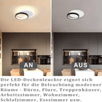 Homefire Deckenlampe LED Deckenleuchte Wohnzimmer - 12W Küchenlampe 3000K Warmweiß Schlafzimmerlampe Modern Design Flurlampe Decke Wohnzimmerlampe Schwarz Rund für Küche Schlafzimmer Flur Ø24.5cm [Energieklasse G] - Homefire