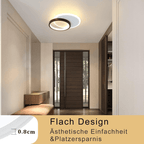 Homefire Deckenlampe LED Deckenleuchte Wohnzimmer - 12W Küchenlampe 3000K Warmweiß Schlafzimmerlampe Modern Design Flurlampe Decke Wohnzimmerlampe Schwarz Rund für Küche Schlafzimmer Flur Ø24.5cm [Energieklasse G] - Homefire